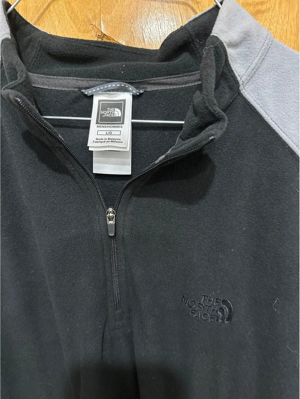 The North face black and gray fleece quarter zip pullover size large